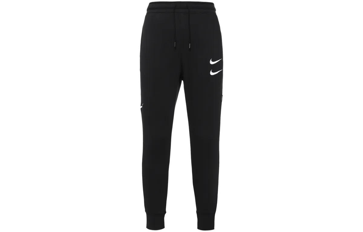 Nike Sportswear Double Hook Embroidery Fleece Thickened And Fleece Lined Long Knitted Sweatpants Men's Black