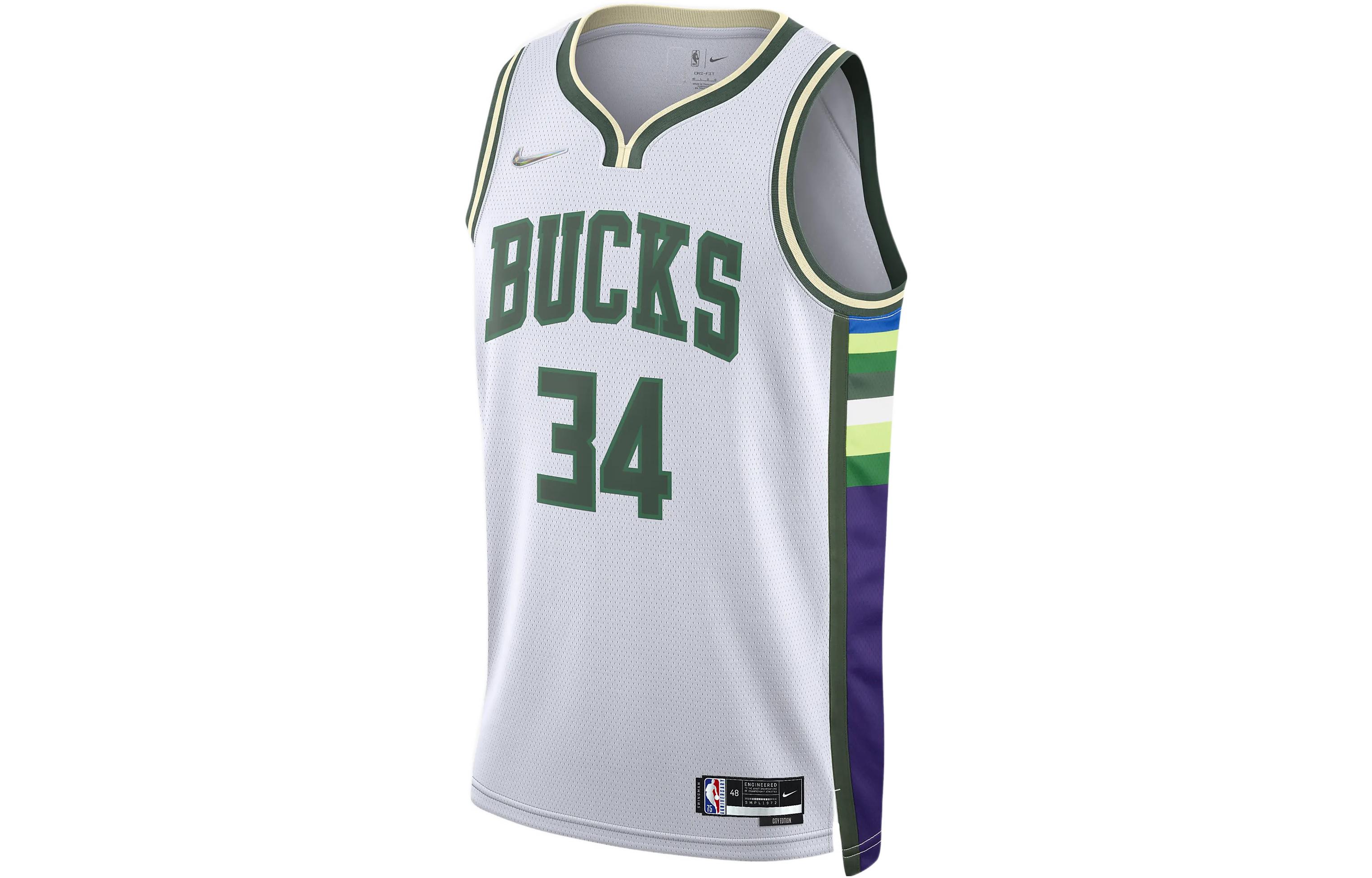 Nike Nba Milwaukee Bucks City Edition Giannis Antetokounmpo 34 Dri FIT Swingman Jersey