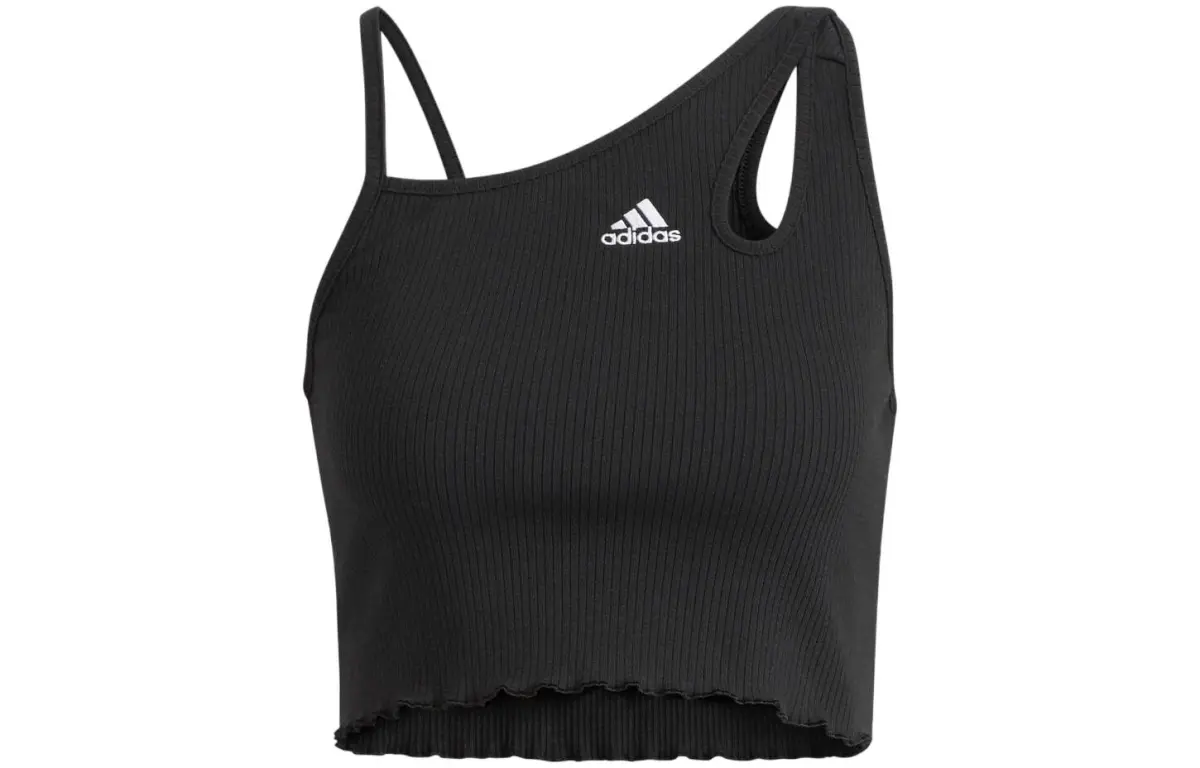 Adidas Tank Tops Women's Black Thin Asymmetrical Shoulder