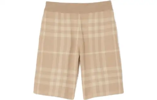 Burberry SS23 Check Wool Silk Jacquard Shorts Brown