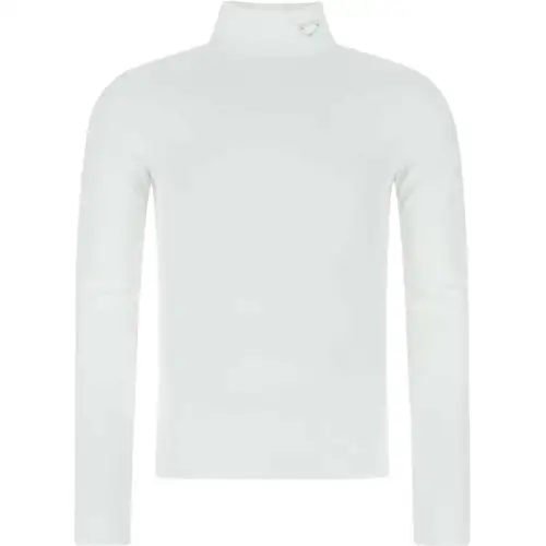 PRADA T Shirts Men's White Turtleneck Moderate Straight Fit