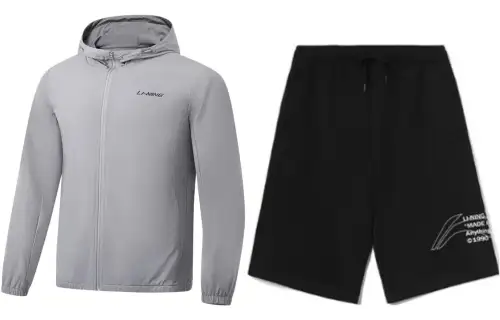 Li Ning Casual Sportswear Men's Gray+Black Hooded Moderate