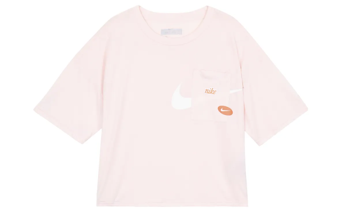 Nike Crop Tops Women's Pink Crew Neck Moderate