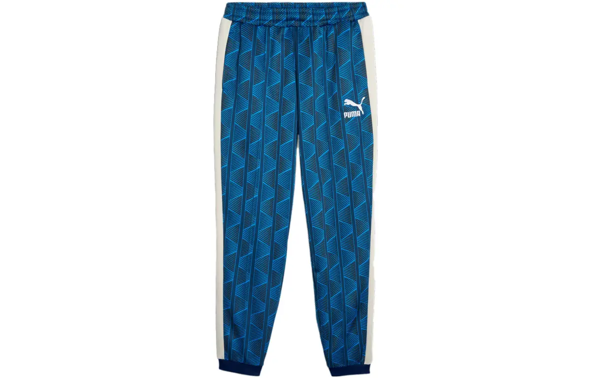 PUMA T7 Casual Pants Men's Blue Moderate Cuffed Pants