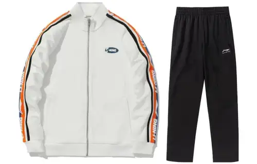 Li Ning Casual Sportswear Men's White+Black Stand Collar Moderate