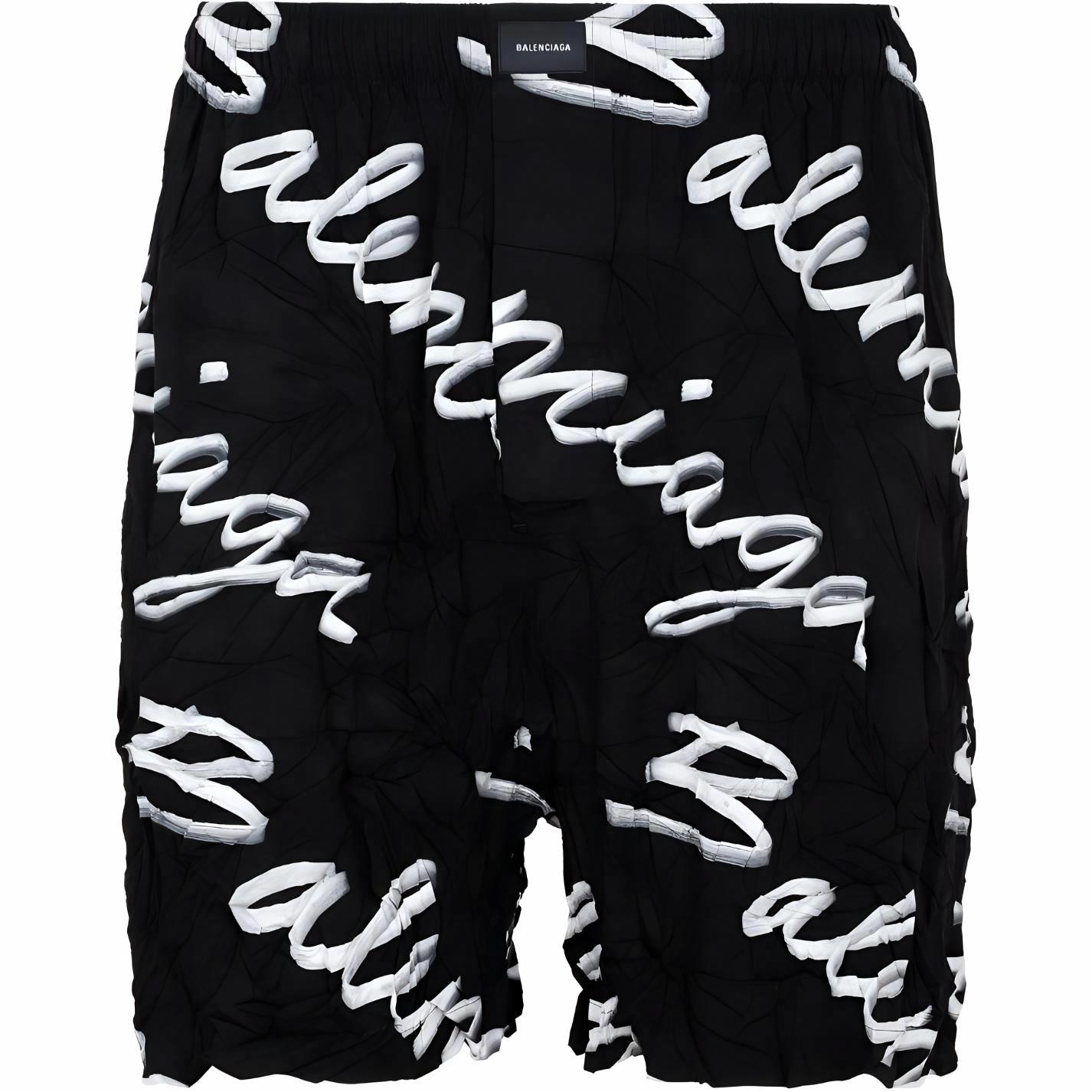 Мужские шорты Balenciaga Logo Shorts (черные)