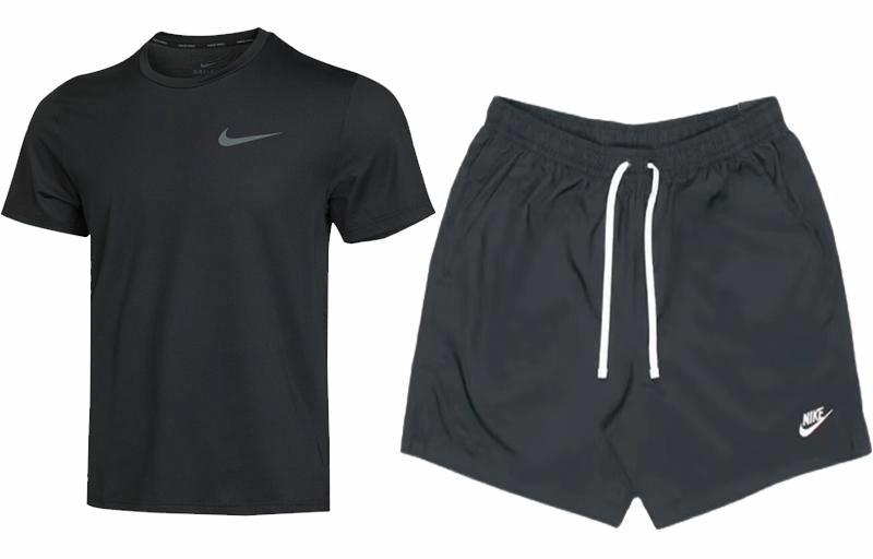 Мужской спортивный костюм Nike Шорты и футболка (черный)
