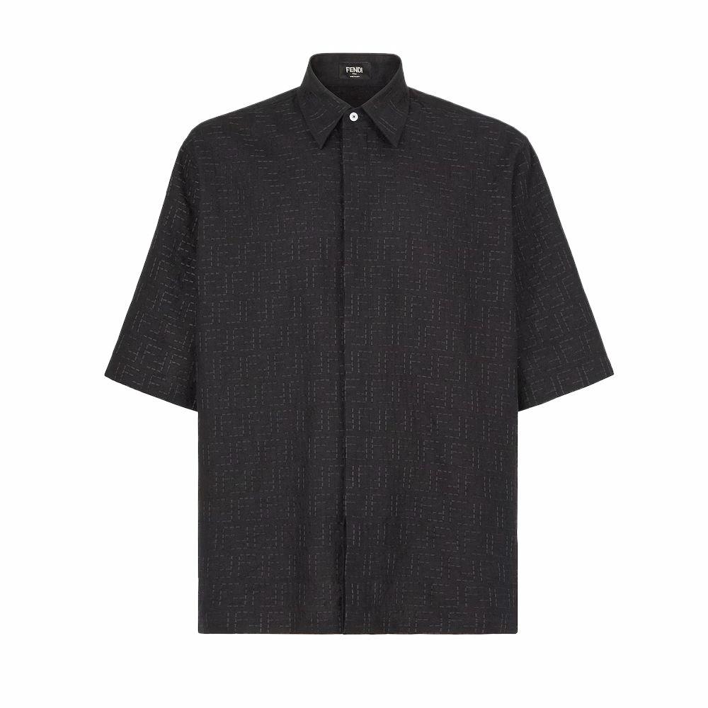 Мужская рубашка Fendi Silk Shirt (черная)