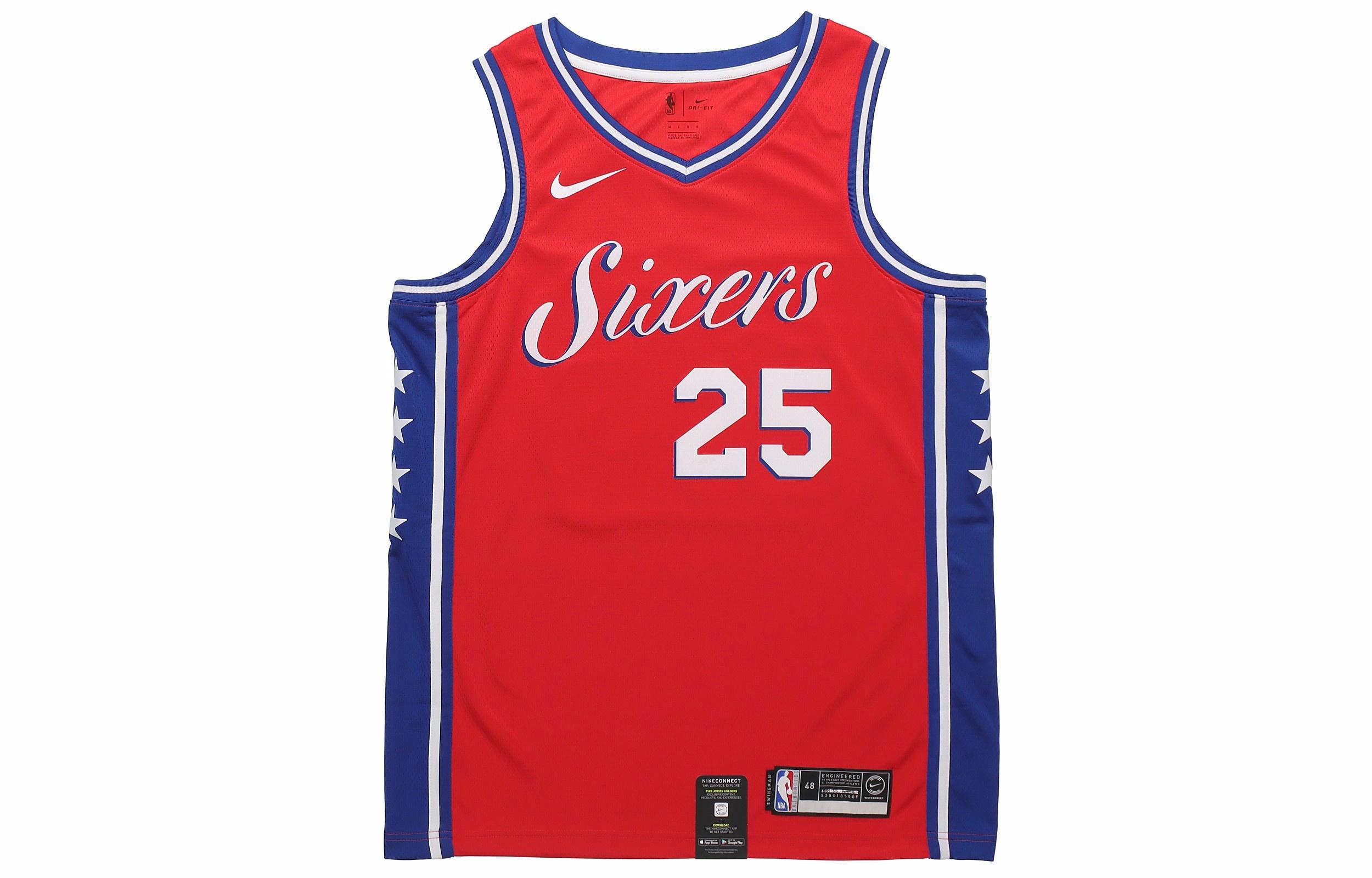 Мужские футболка Nike NBA 76ers Ben Simmons 76 (красный) — фото 1