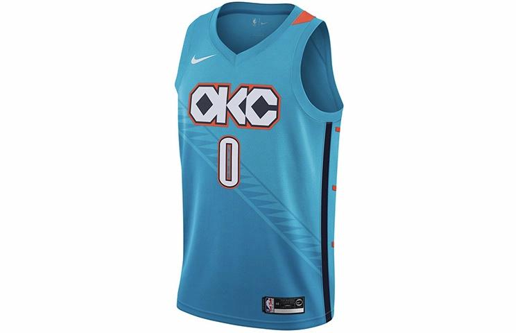 Мужская футболка Nike NBA Jersey 18-19 Russell Westbrook 0 SW (синяя) — фото 1