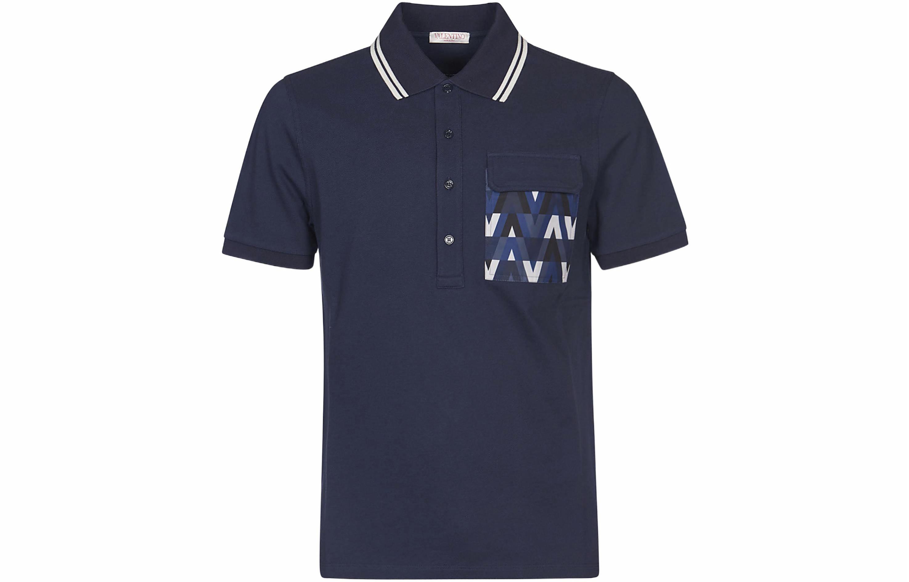 Мужская футболка Valentino SS22 Polo (темно-синяя)