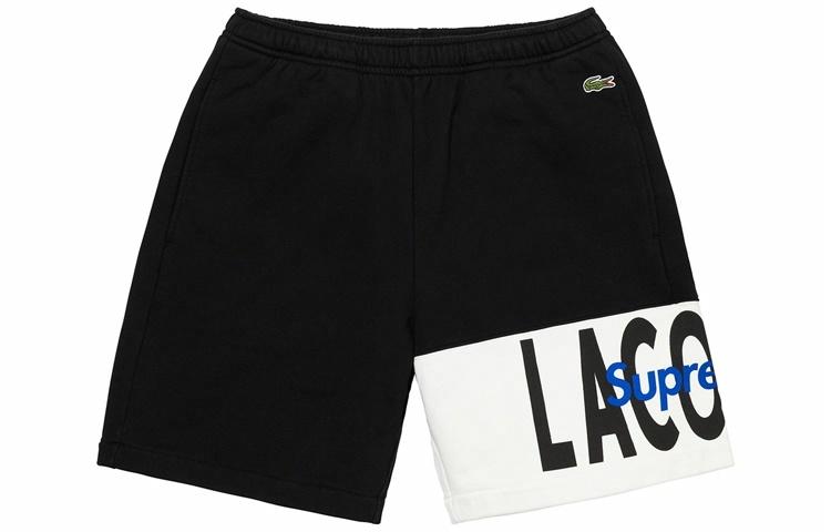 Шорты Supreme x LACOSTE FW19 Week 5 logo (черные) — фото 1
