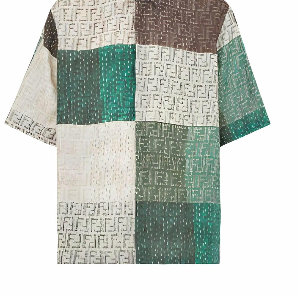Мужские рубашка Fendi Patchwork (разноцветные) — фото 6