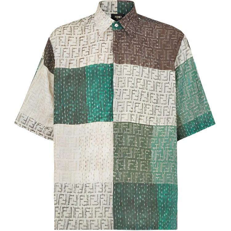 Мужские рубашка Fendi Patchwork (разноцветные)