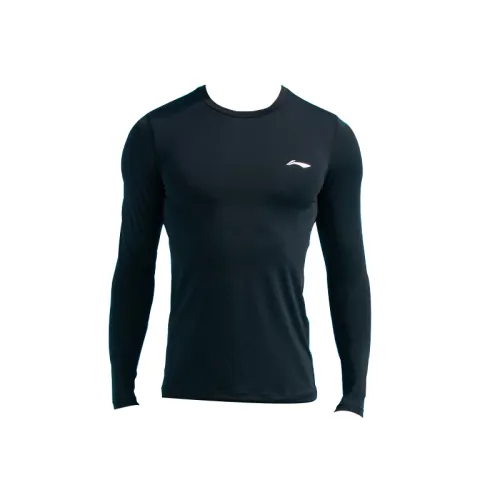 Li Ning, sports football uniform for gym, basketball breathable long-sleeve for training, quick dry black jersey