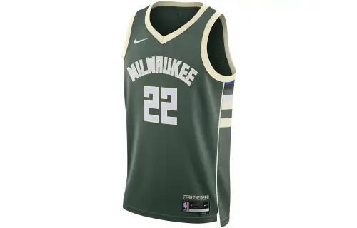 Nike NBA team printed letters SW fan version 22-23 season logo limited Bucks Milwaukee No. 21 basketball vest same style for men and women green
