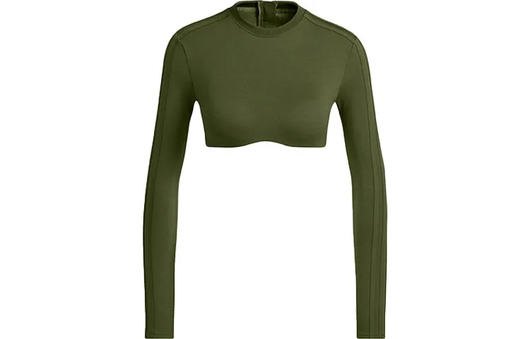 Adidas Ivy Park Halls Of Ivy Long Sleeve Crop Top Wild Pine