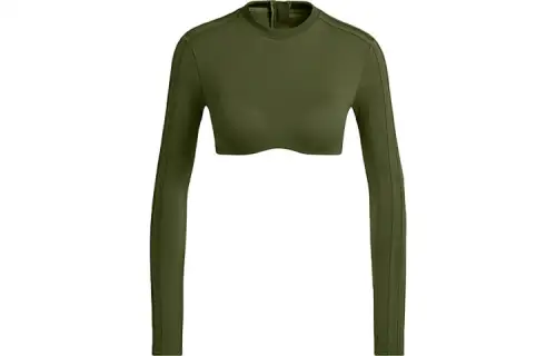 Adidas Ivy Park Halls Of Ivy Long Sleeve Crop Top Wild Pine