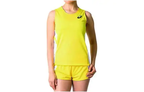ASICS Tank Tops Women's Yellow Crew Neck Moderate Straight Fit