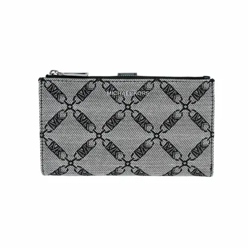 MICHAEL KORS Jet Set Fabric Wallet Medium Women's Beige & Black