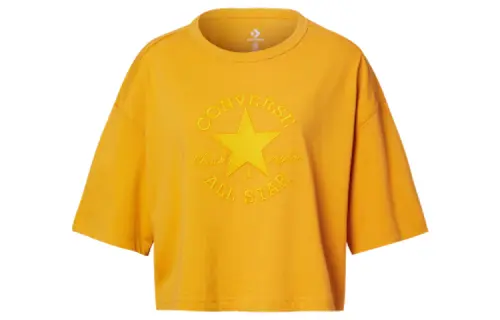 Converse T Shirts Women's Orange Crew Neck Moderate Straight Fit