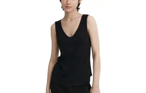 UNIQLO X Mame Kurogouchi Tank Tops Women's Black V Neck Moderate Other