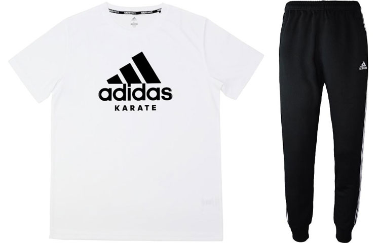 Adidas Casual Sportswear Men's White+Black Crew Neck Moderate
