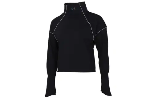 Under Armour Stand Collar Fitted Straight Fit Long Sleeved T Shirt Women's Black