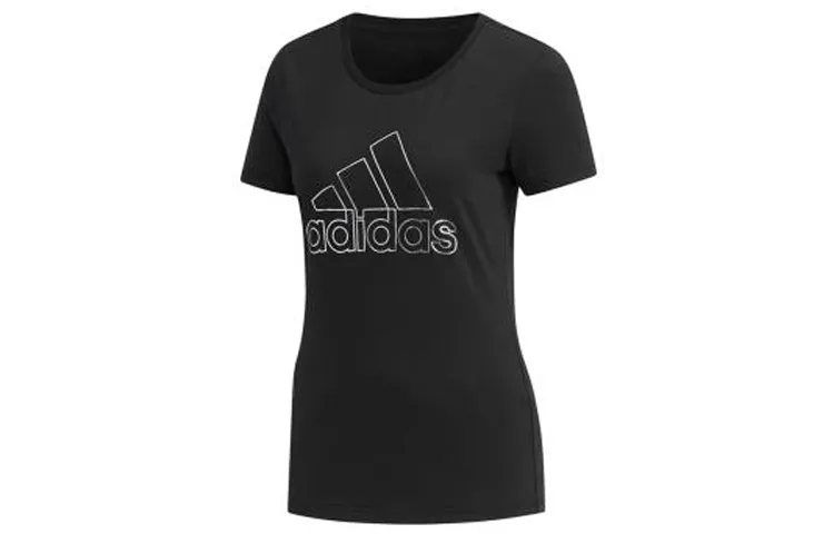 Adidas T-Shirts Women's Black Crew Neck Moderate Nipped-in Waist