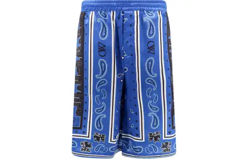 OFF WHITE Bandana Printed Straight Hem Shorts