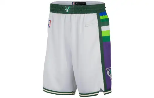 Nike Logo Contrast Print Basketball Shorts SW Fan Edition Milwaukee Bucks Men's White