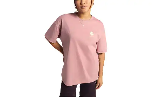 Converse T Shirts Women's Pink Crew Neck Moderate Straight Fit