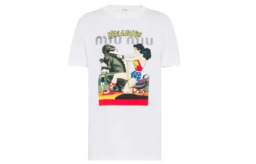 MIU MIU T Shirts Women's White Crew Neck Moderate Straight Fit