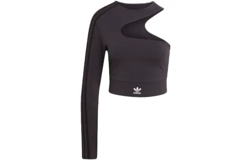 Adidas Originals Crop Tops Women's Carbon Black Crew Neck Moderate