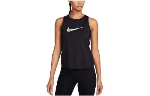 Nike Tank Tops Women's Black Crew Neck Moderate Straight Fit
