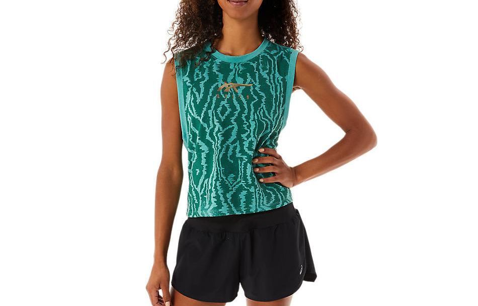 Asics Allover Printed Muscle Crop Tank Top Women's Sage Green