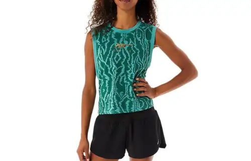 Asics Allover Printed Muscle Crop Tank Top Women's Sage Green