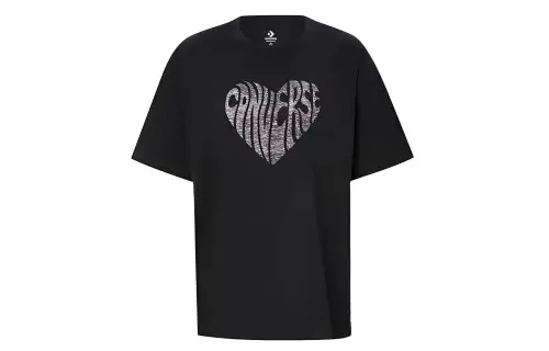 Converse T Shirts Women's Black Crew Neck Moderate Straight Fit
