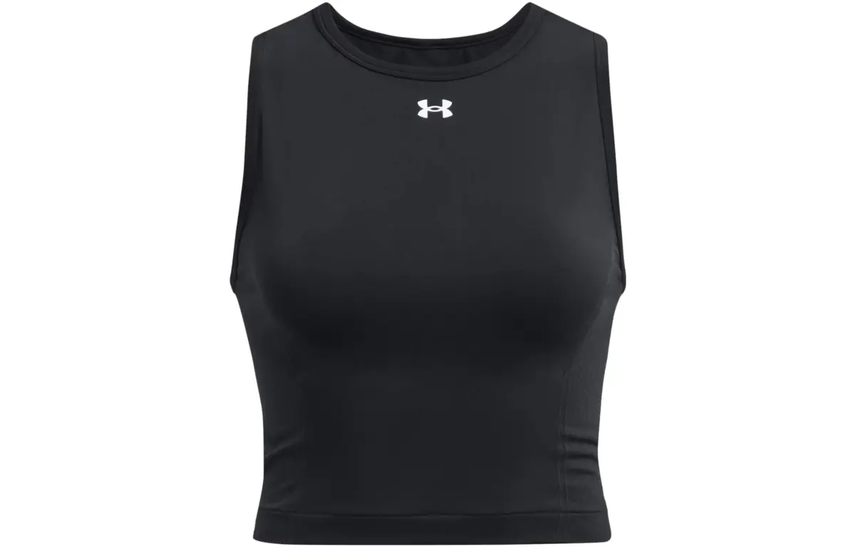 Under Armour Tank Tops Women's Black Crew Neck Moderate Straight Fit