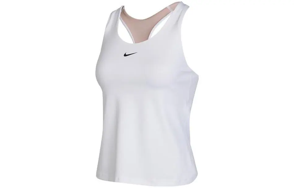 Nike Tank Tops Women's White Collarless Thin Straight Fit