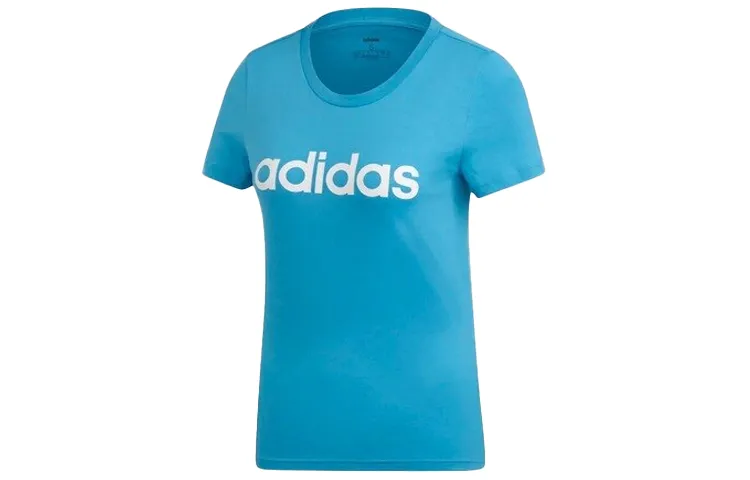 Adidas T-Shirts Women's Blue Crew Neck Moderate Straight Fit