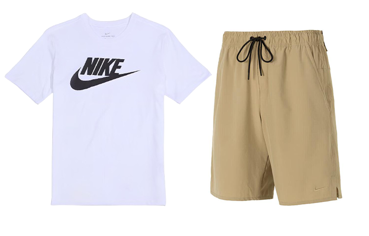 Nike Casual Sportswear Men’s White+Khaki Crew Neck Moderate