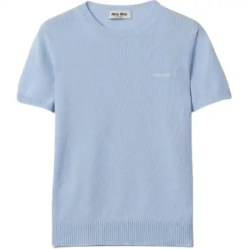 MIU MIU Logo intarsia Cashmere Top
