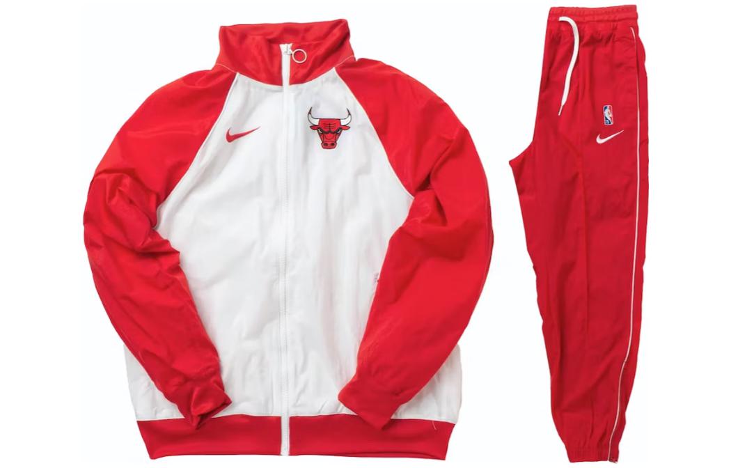 Nike Chicago Bulls courtside casual sports suit for men and women, red and white