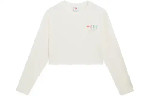 Li Ning Crop Tops Women's Ecru Crew Neck Moderate