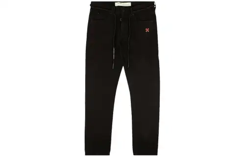 OFF WHITE Casual Pants Men's Black Moderate Straight Fit Pants
