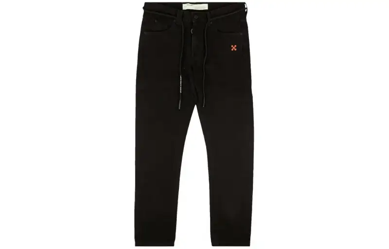 OFF WHITE Casual Pants Men's Black Moderate Straight Fit Pants