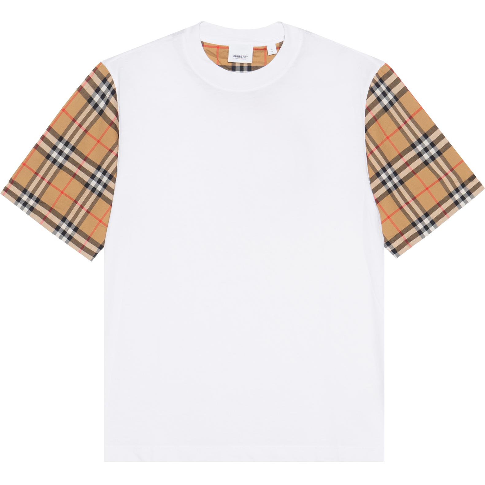 Burberry Bobberry Vintage классический сетка принт хлопок качество круглый воротник короткий рукав Форуж -рукав ротора t -манатья женский белый