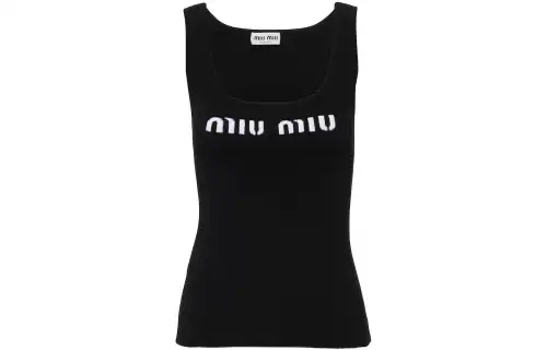 Miu Miu logo-knit ribbed tank top