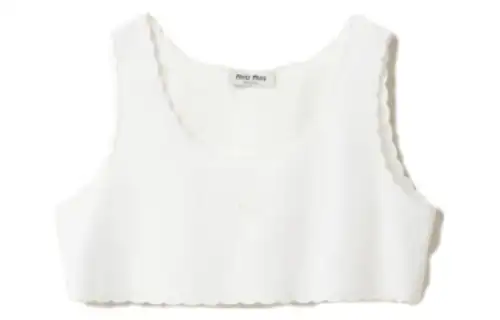 MIU MIU Tank Tops Women's White Crew Neck Moderate Other